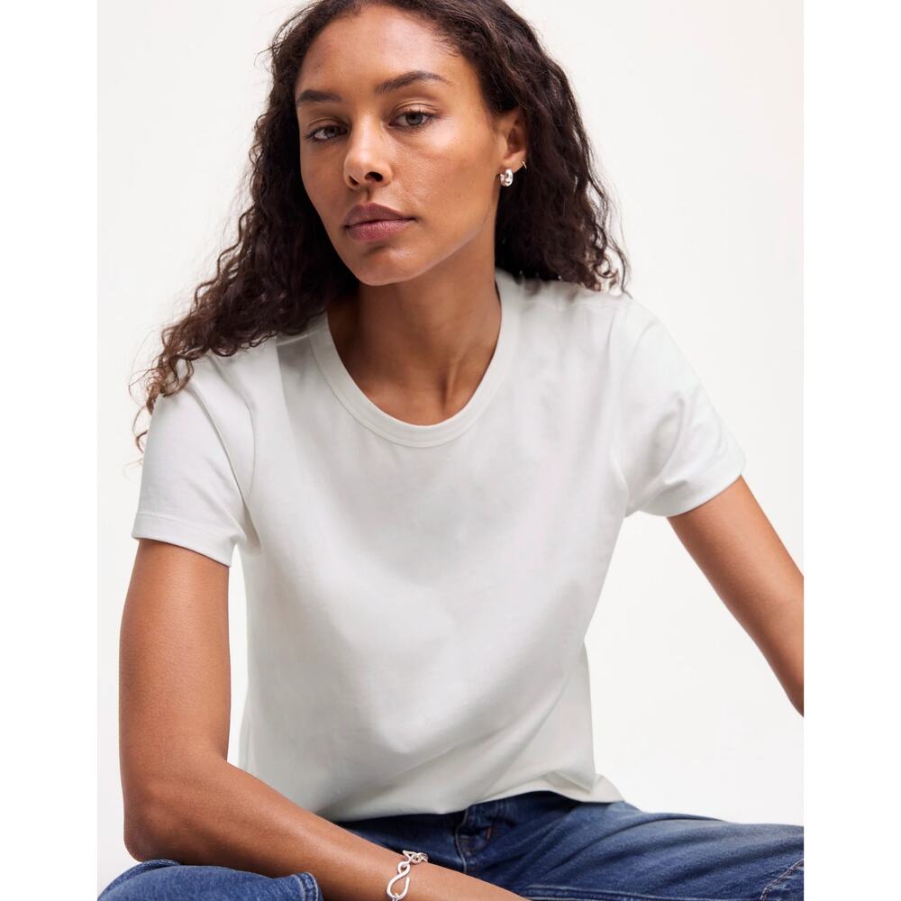Madewell Cotton Perfect Crewneck Tee Shirt Eyelet White Basics Womens XS NWT - Picture 2 of 12